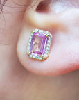 Real pink sapphire stud earrings