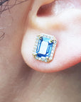 Emerald cut sapphire earrings