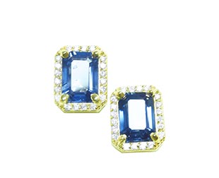 Genuine blue sapphire stud earrings