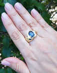 18k yellow gold men's sapphire ring