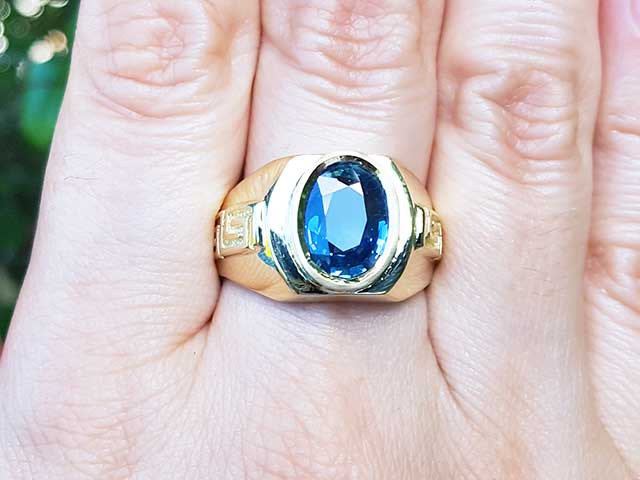 Natural men&#39;s sapphire ring