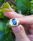 Bezel set sapphire ring for men
