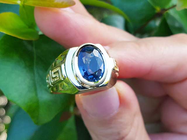 Oval cut sapphire ring for men