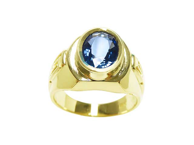 September birthstone men's sapphire ring