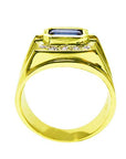 Emerald cut sapphire mens ring