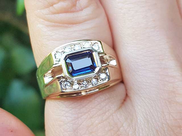 Authentic sapphire ring for man