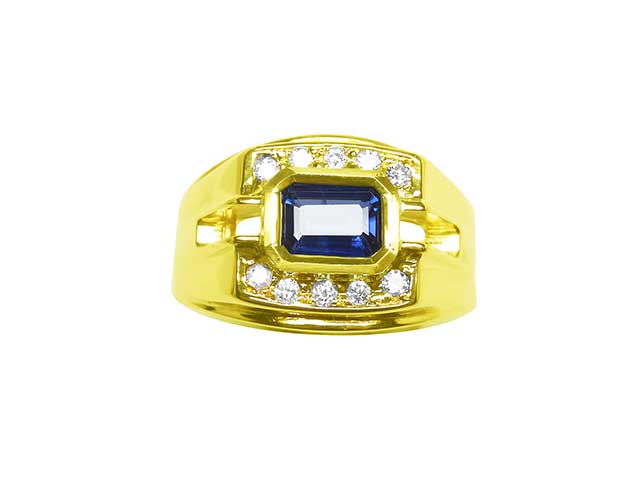 Bezel set sapphire men's ring