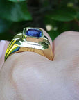 No heat sapphire solitaire mens ring