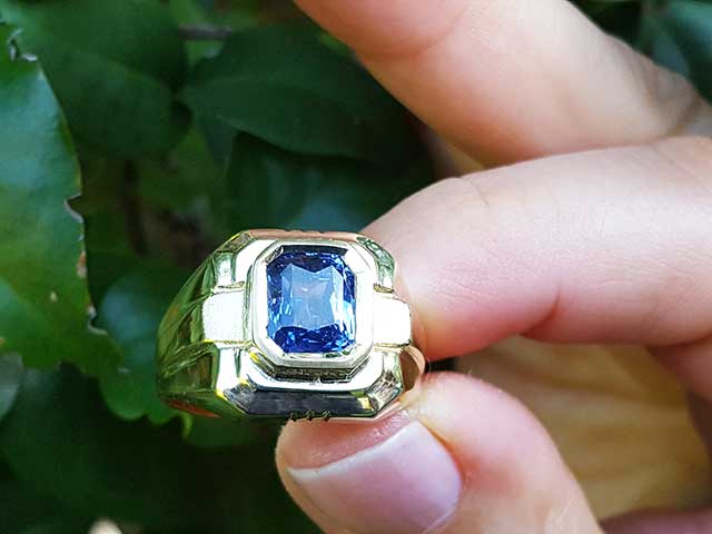 Real Sri Lanka sapphire mens ring