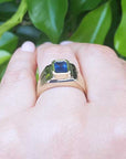 solid gold men's sapphire pinky ring