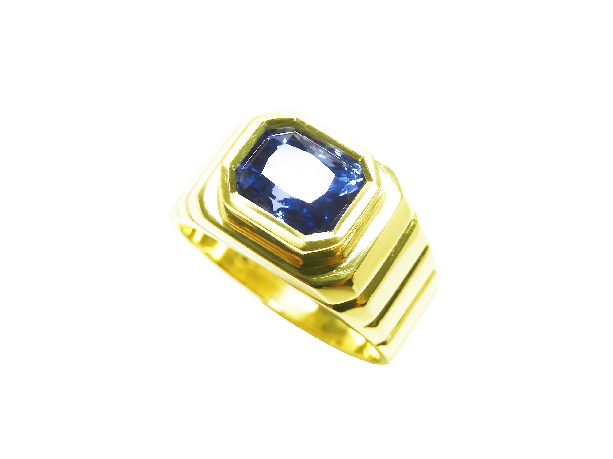 Unique sapphire men&#39;s ring fine jewelry