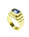 Deep blue color sapphires mens ring