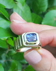 Sapphire ring for men 18k yellow gold6