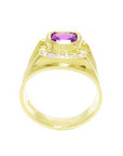 High quality pink sapphire men's ring