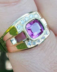 Untreated pink sapphire men's ring