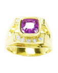Bezel set pink sapphire men's ring