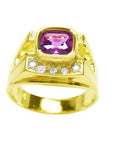 Pink sapphire and diamond ring for man