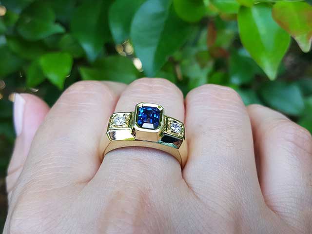 Genuine sapphire ring for father’s day gift