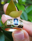 18k gold mens sapphire ring