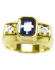 Hand made solid gold sapphire mens ring