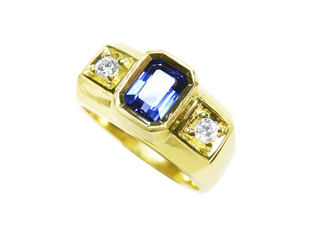 Sapphire and diamond mens ring for sale