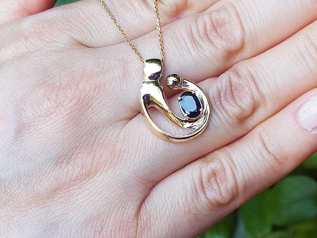 Genuine sapphire pendant necklace