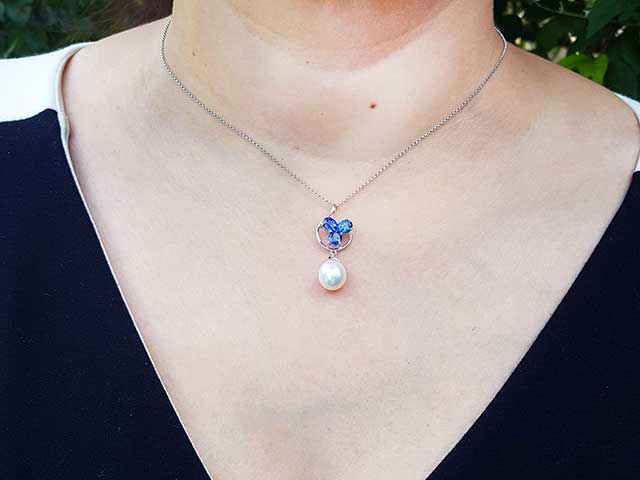 Blue sapphire Pearl Pendant