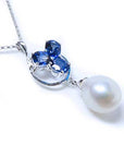 white gold sapphire pearl necklace