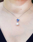 Blue sapphire Pearl Pendant