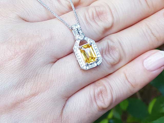 Yellow sapphire and diamond necklace