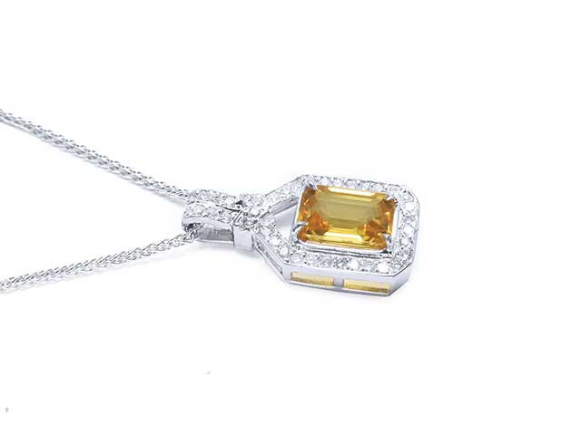 Yellow sapphire and diamond necklace