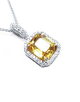 18K gold yellow sapphire pendanr necklace