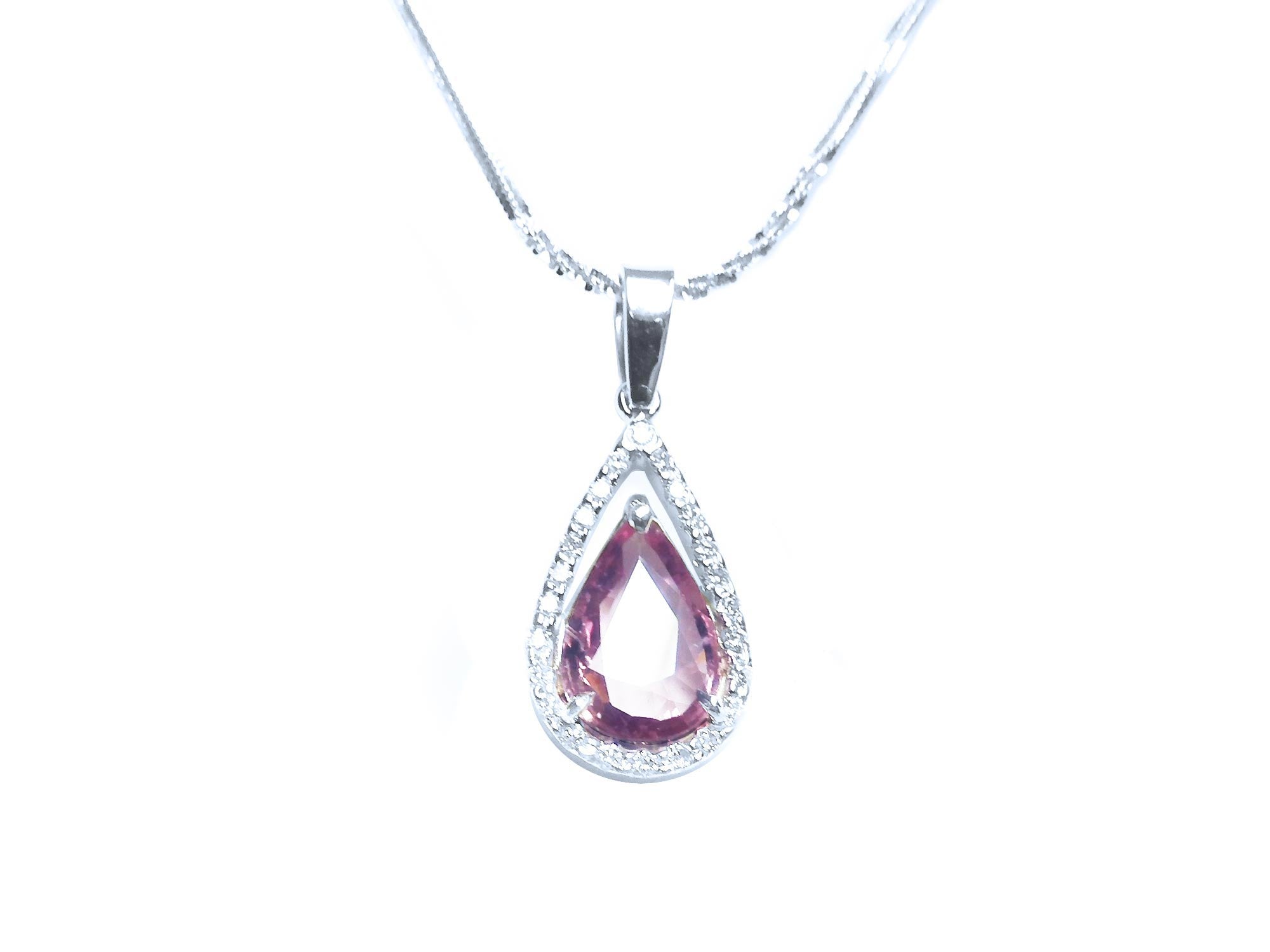 White gold pink sapphire necklace