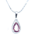 White gold pink sapphire necklace