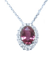 halo pink sapphire necklace