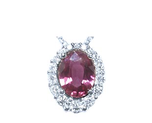 Pink sapphire oval necklace