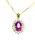 yellow gold pink sapphire necklace