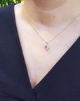 halo diamond pink sapphire necklace