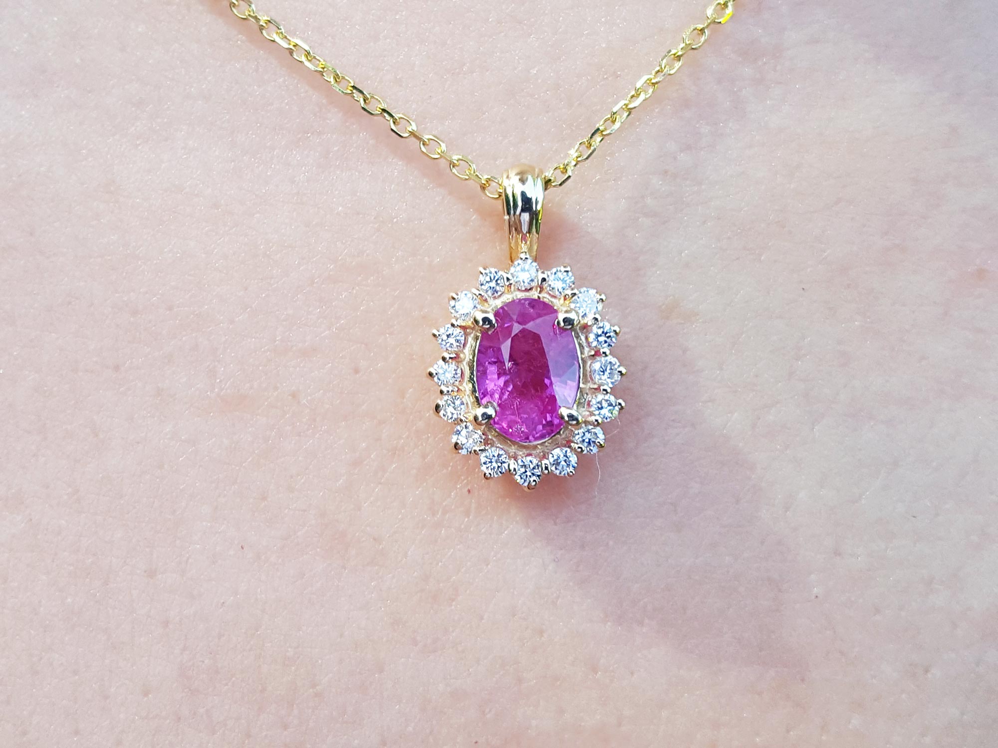 Bridal pink sapphire necklace