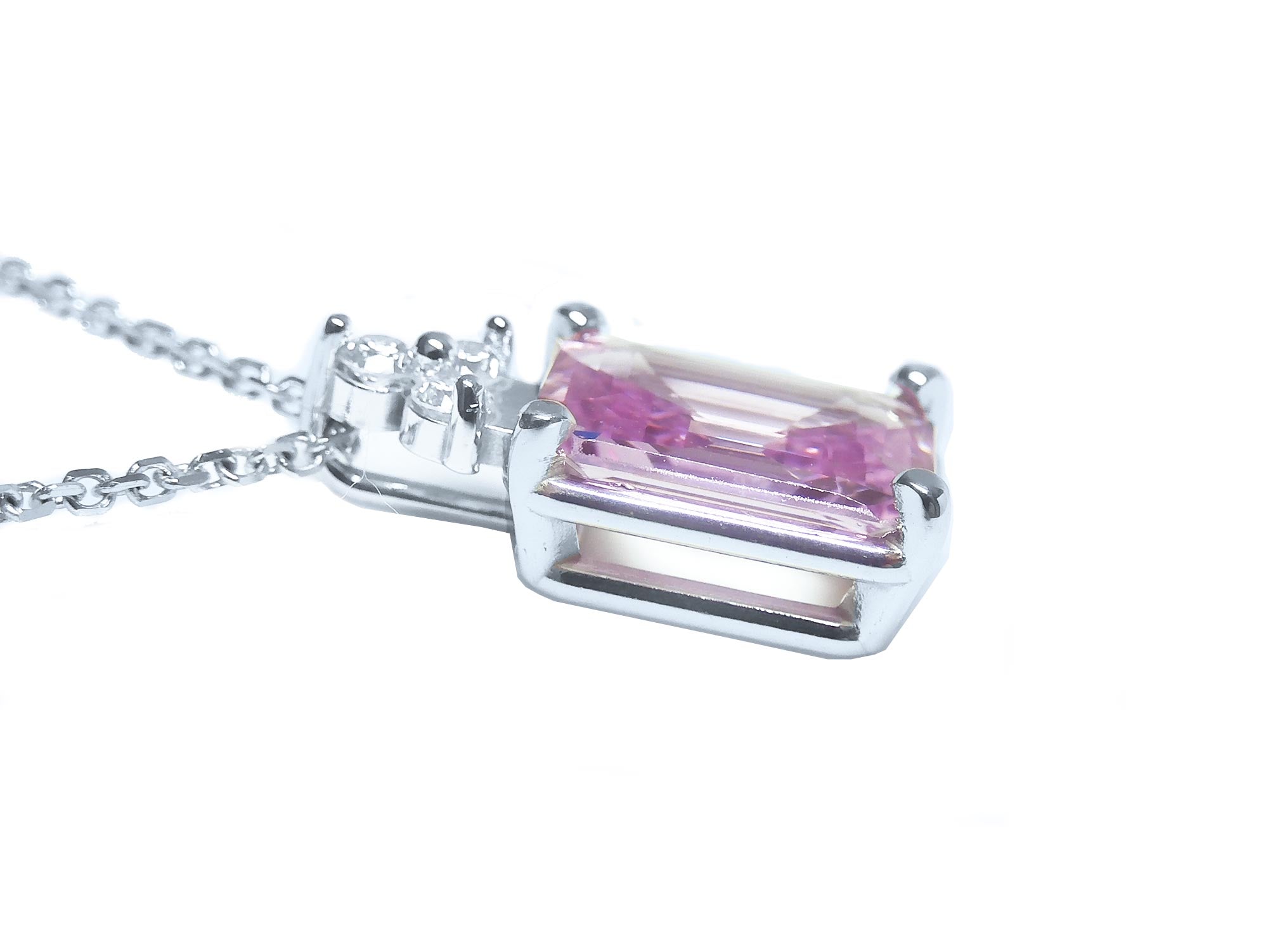 Pink Sapphire Necklace Emerald cut