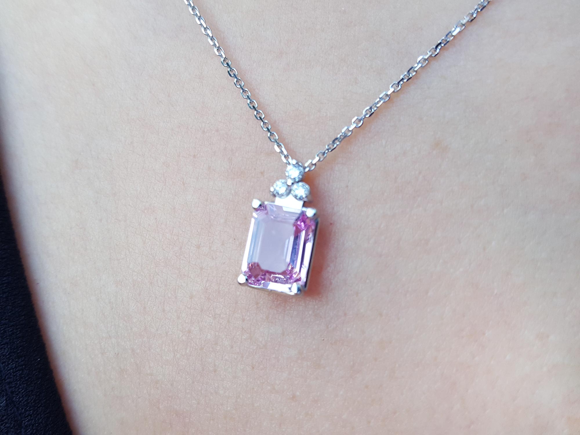 September birthstone pink sapphire necklace 