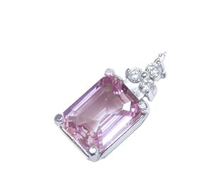Pink sapphire necklace white gold