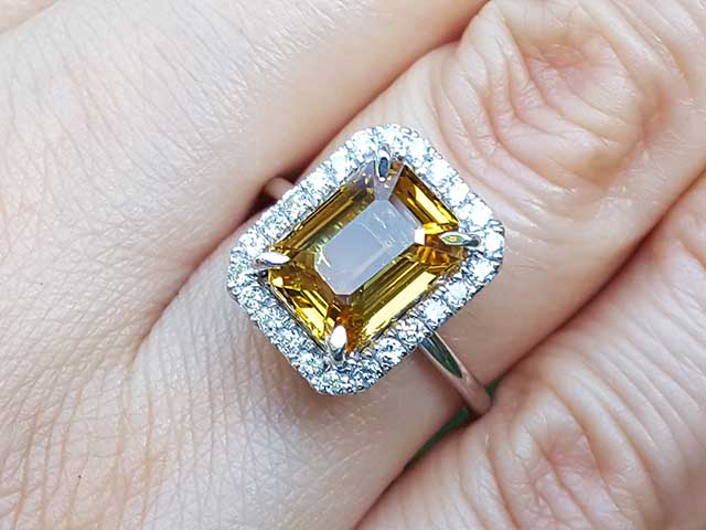 Real yellow sapphire engagement ring