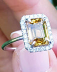 Solid white gold ring with yellow sapphire