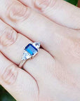 Blue and white sapphire ring for women