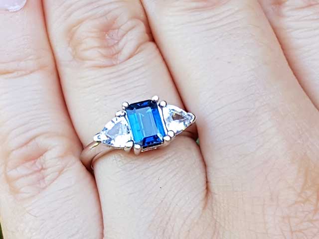 White gold sapphire ring for women