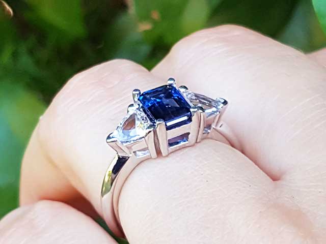 14k solid gold sapphire ring for women