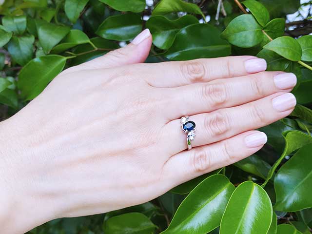 Oval Blue Sapphire Ring.