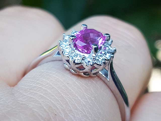 Natural Pink Sapphire Ring for Women