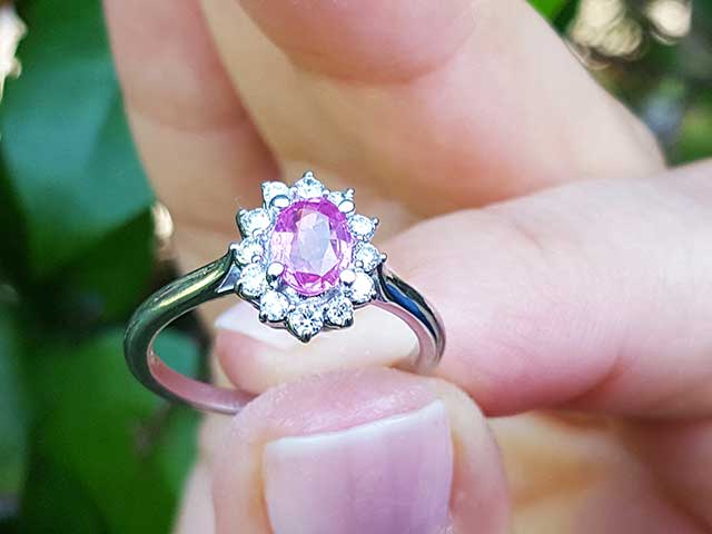 Natural Pink Sapphire Ring for Women